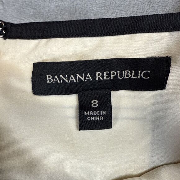 Banana Republic Women's Size 8 Cream Black Plaid Midi Dress Strappy V-Neck - Picture 4 of 7